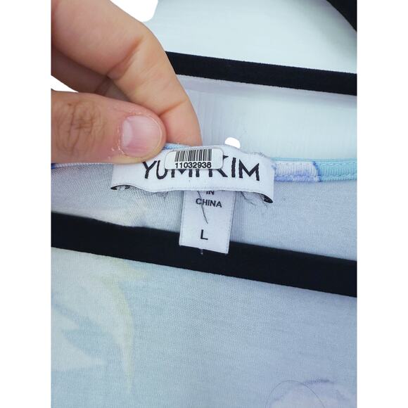 Yumi Kim Blue Floral Wrap Midi Maternity Dress Large Femme Romantic Cottagecore - Picture 6 of 9